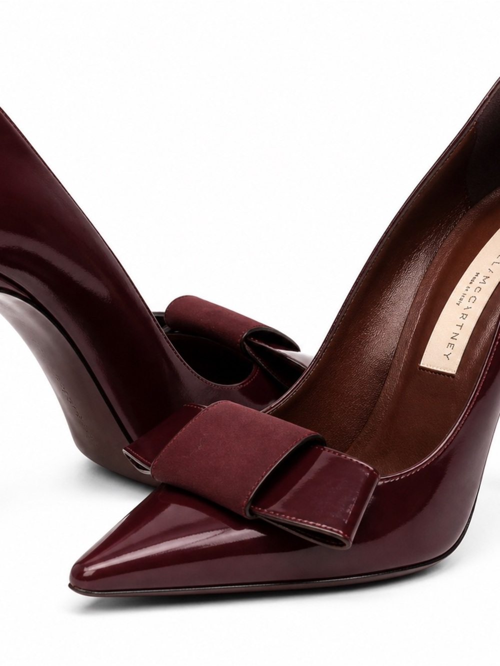 Stella McCartney Wine Red Pointed Bow Pumps